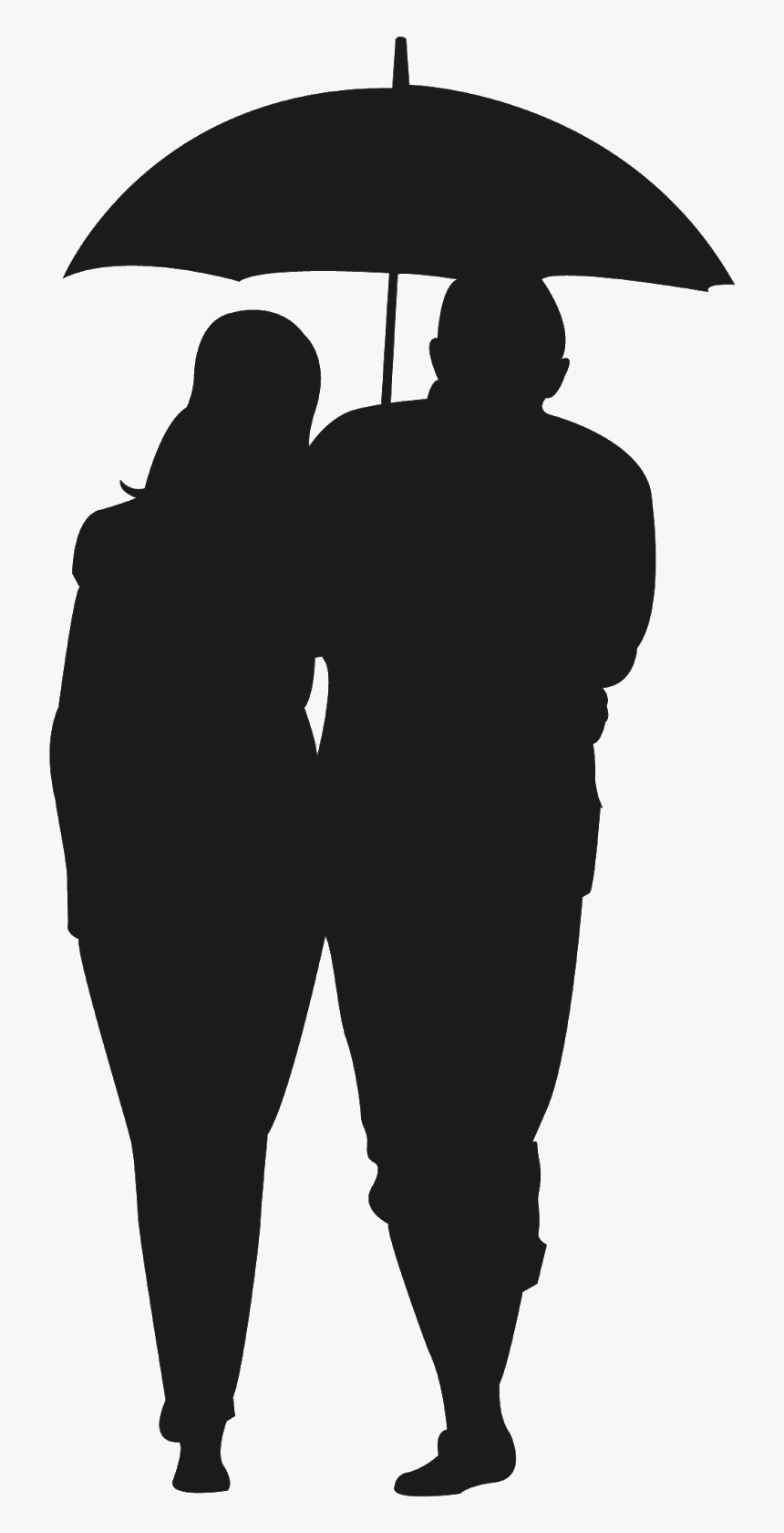 Transparent Couple Walking Png - People Under Umbrella Walking Silhouette, Png Download