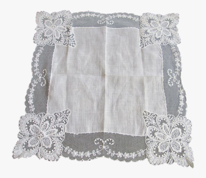 Antique Hanky Hankie Net Lace White Cotton Textile - Tablecloth, HD Png Download