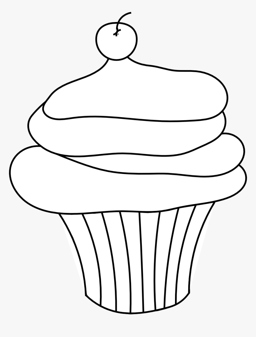Vanilla Cupcake Clipart Transparent Background - Cupcake Clipart Outline Png, Png Download