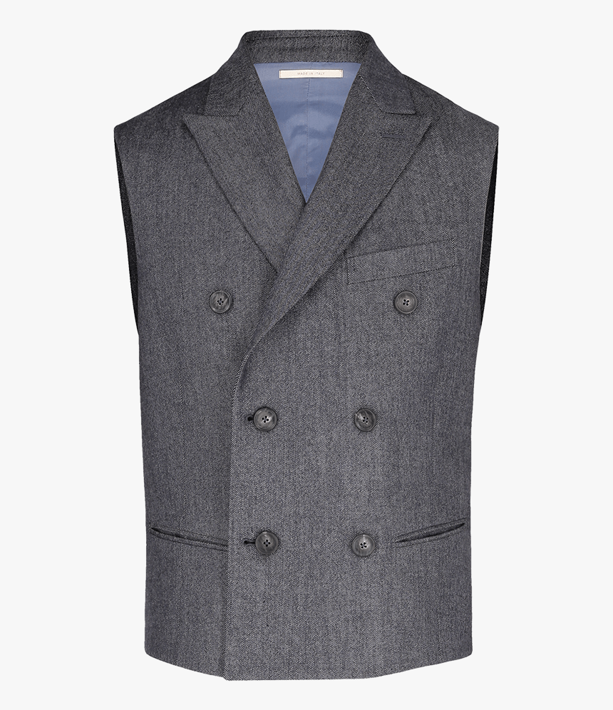 Double Breasted Waistcoat With Denim Effect - Button, HD Png Download