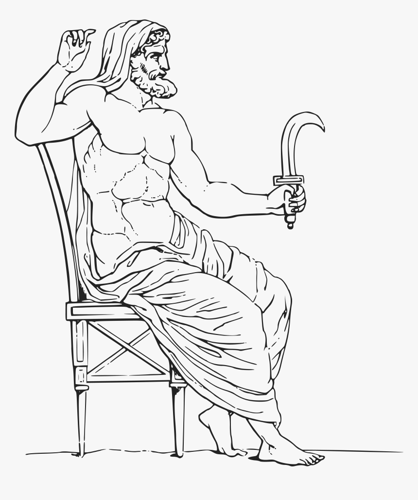 Free Clipart Of A Black And White Greek Mythology God, - Greek Mythology Cronus Png, Transparent Png
