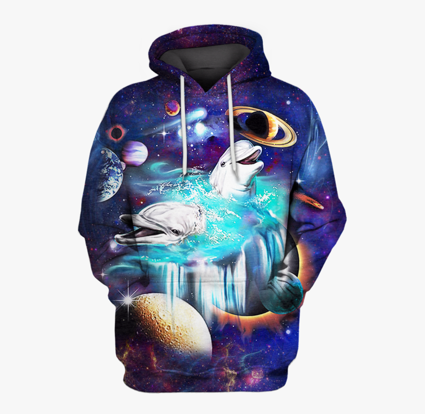 3d White Dolphin And Universe Full Print T Shirt - Hoodie, HD Png Download