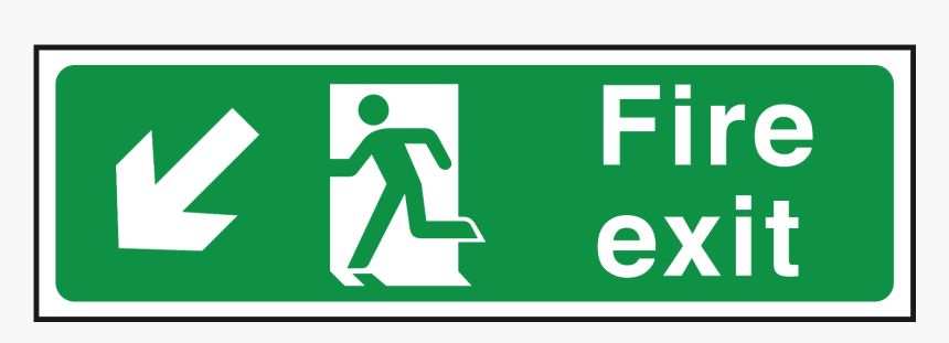 Fire Exit Sign Down Left 
 Title Fire Exit Sign Down - Following Fire Emergency And Evacuation Plans, HD Png Download