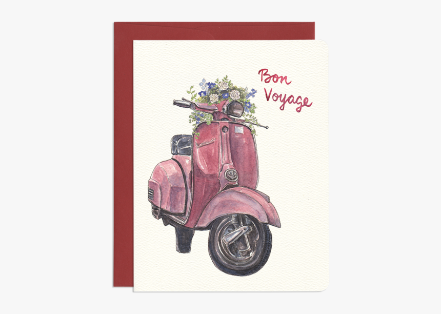 Bon Voyage Scooter - Old Scooter Motorcycle Drawing, HD Png Download