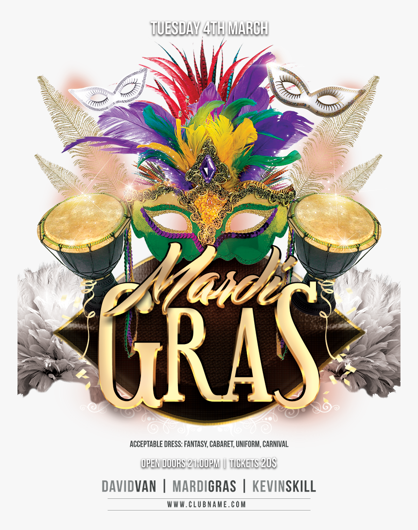 Mardi Carnival Masquerade Marketing Gras Flyer Advertising - Mardi Gras Fat Tuesday 2020, HD Png Download