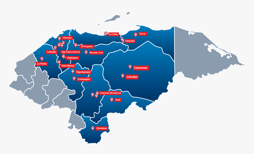 Clic Sobre El Mapa Para Agrandar La Imagen Mapa Finsol - Mapa De Honduras Departamentos, HD Png Download