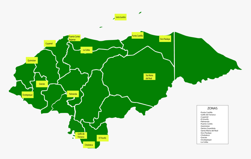 Tomado De Página Web De Gobierno - Map Of Honduras, HD Png Download