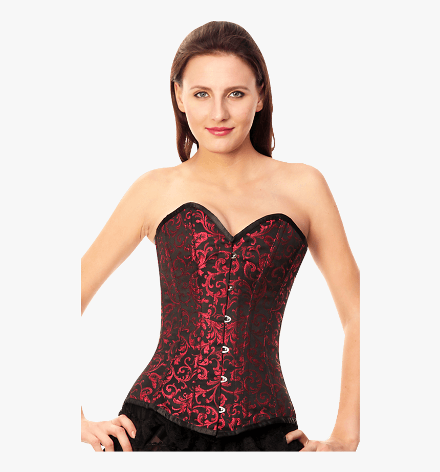 Burgundy Classic Brocade Overbust Corset - Corset, HD Png Download