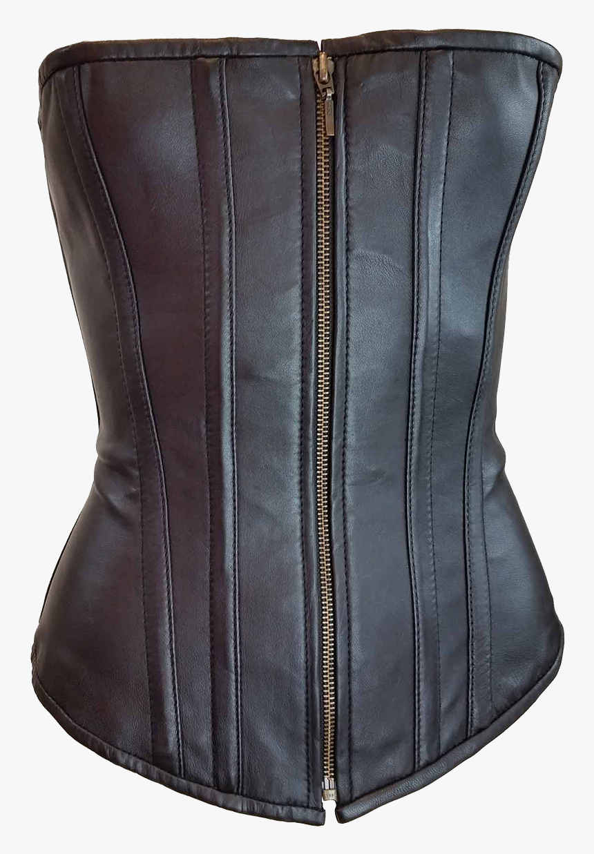 Black Leather Zip Corset, HD Png Download