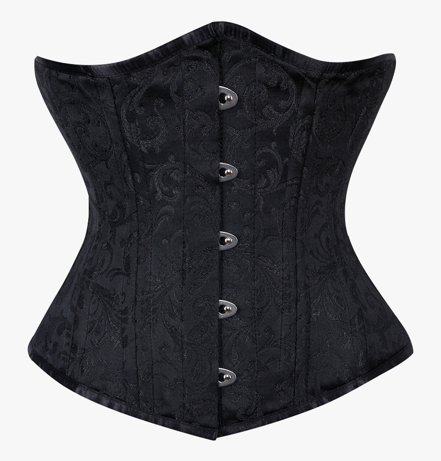 Black Brocade Waist Training Underbust Corset - Corset, HD Png Download