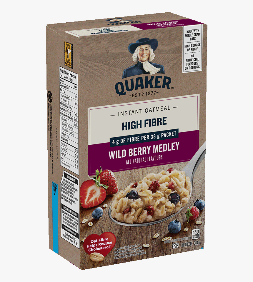 Quaker® High Fibre Wild Berry Medley Instant Oatmeal - Muesli, HD Png Download