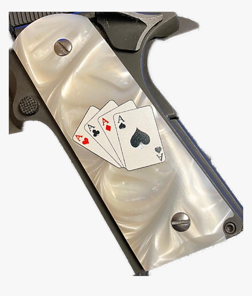 1911 Gun Grips Acrylic Pearl White W/4 Aces In Color, HD Png Download