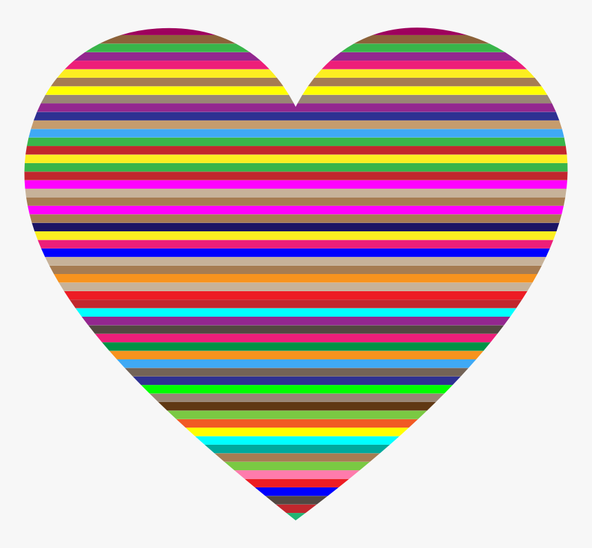 Colorful Horizontal Striped Heart - Colorful Clip Art, HD Png Download