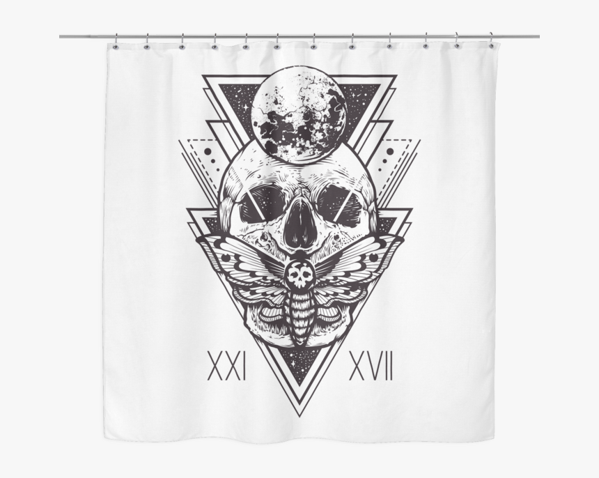 Geo Skull Shower Curtain - Death Moth And Skull Clipart, HD Png Download