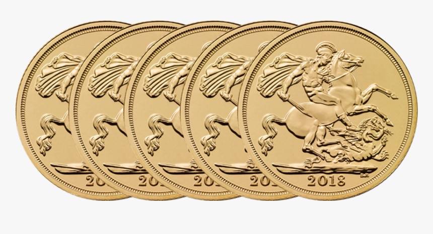 2018 Uk Full Sovereign Gold 5 Coin Bullion Bundle - 2018 Sovereign New Elizabeth, HD Png Download