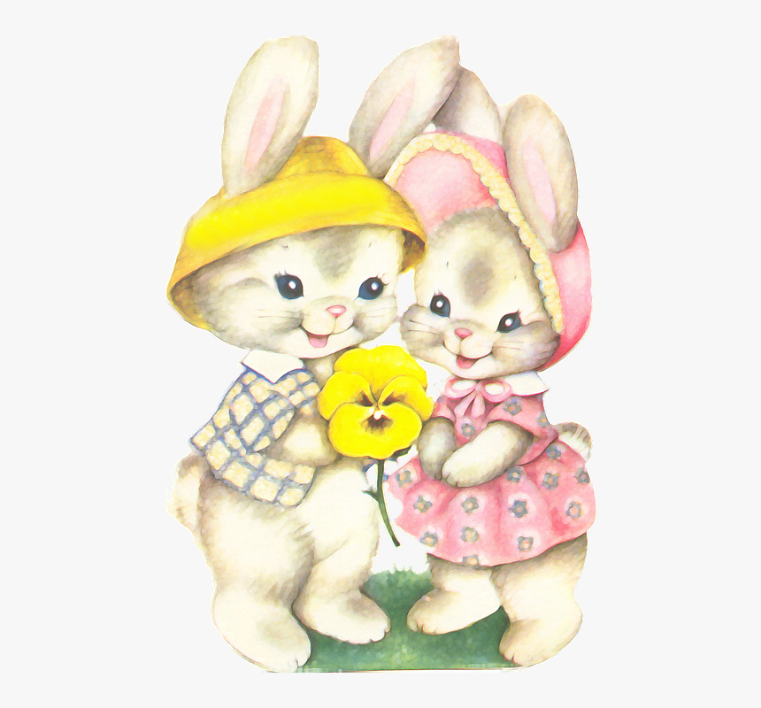 Vintage Cute Easter Bunny, HD Png Download