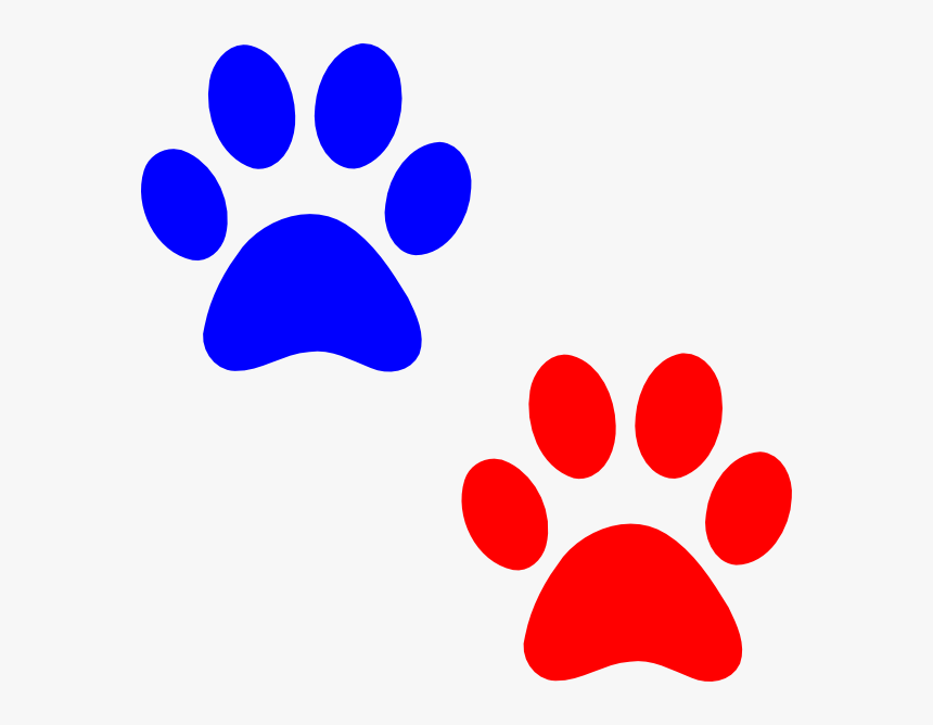 Cat Paw Png Navy Blue - Red And Blue Paw Prints, Transparent Png