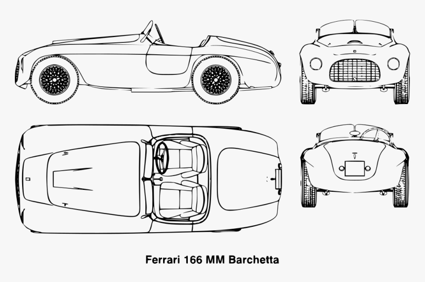 Ferrari 166 Mm Barchetta Blueprint, HD Png Download