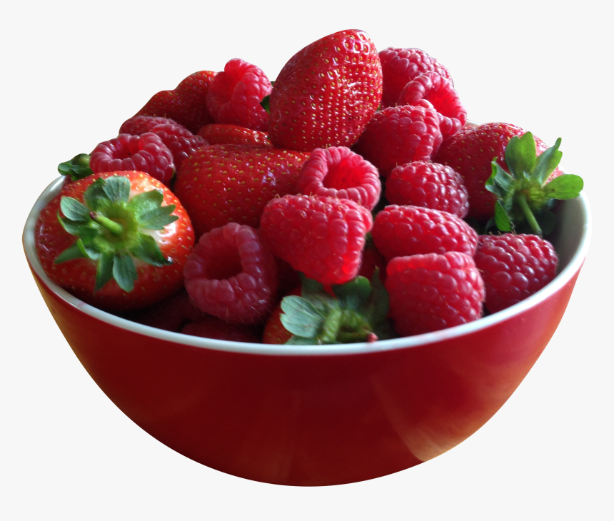 Bowl Full Of Strawberries - Raspberries And Strawberries In A Bowl, HD Png Download