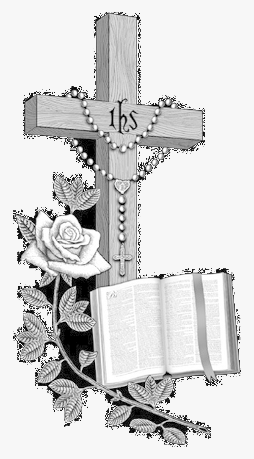 Crucifix Tombstone Cross Transparent - Praying Hands With A Cross, HD Png Download