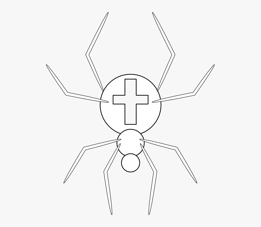 Cross Spider Black White Line Art 555px - Insect, HD Png Download