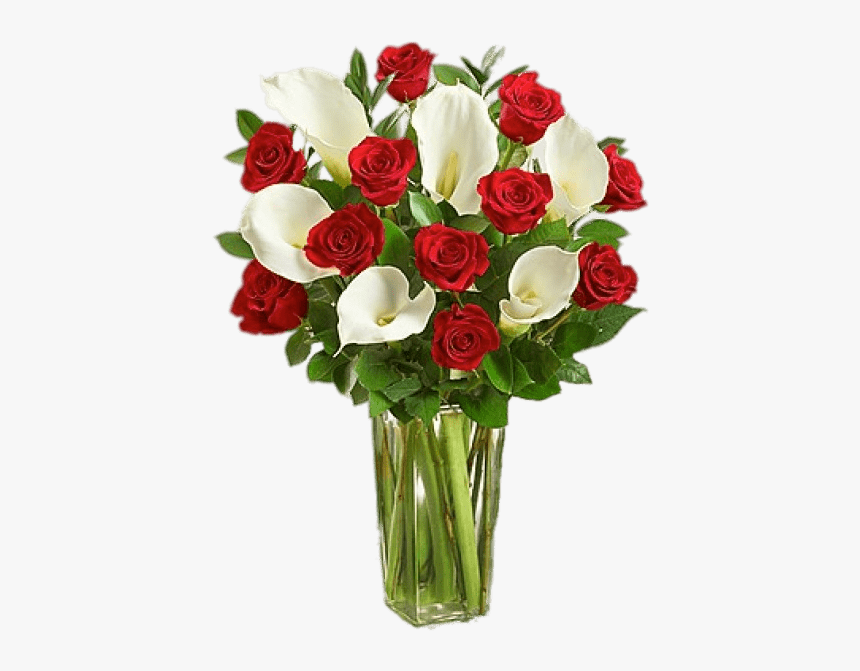 Red Roses And White Calla Lillies Bouquet - Calla Lily And Roses Bouquet, HD Png Download