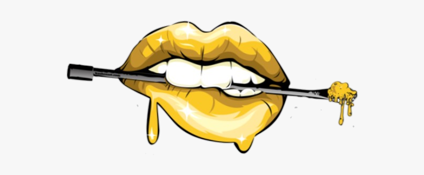 #lips #golden #gold - Cartoon Smile Gold Lips, HD Png Download