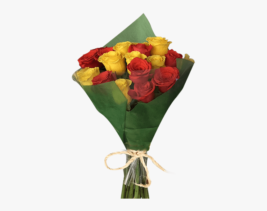 Diy 24 Orange & Yellow Roses Bouquet Magnaflor - Garden Roses, HD Png Download