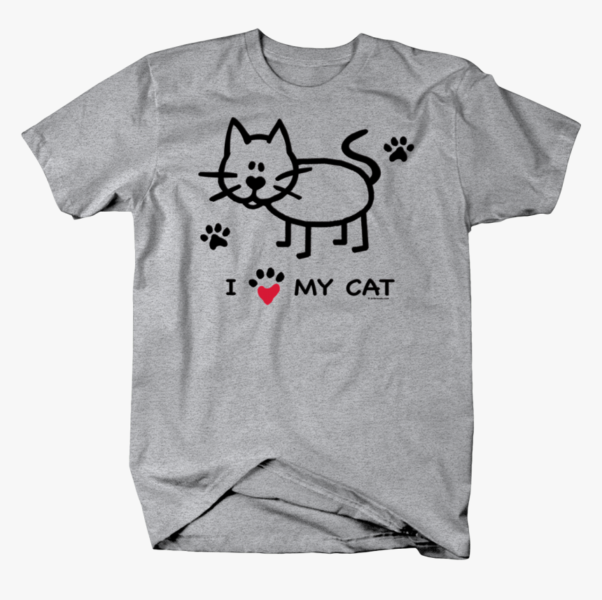 Black Cat I Love My Cat Paw Print Custom Tshirt - T-shirt, HD Png Download