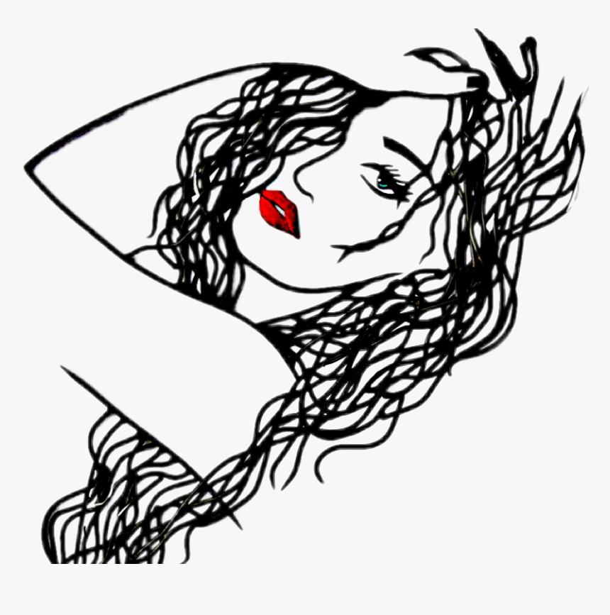 #girl #outline #silhouette #lips #black #drawimg #sketch - 3д Картины Своими Руками, HD Png Download