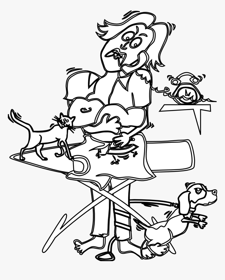 Busy Mom Black White Line Art 555px - Busy Pictures Black And White, HD Png Download