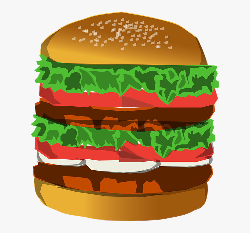 Hamburger, Deluxe, Huge, Salad, Advertising, Food, - Burger Bun Clip Art, HD Png Download