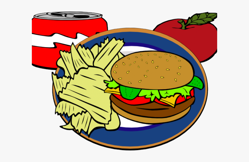 Transparent Burger Clipart - Hamburger Chips And Drink, HD Png Download