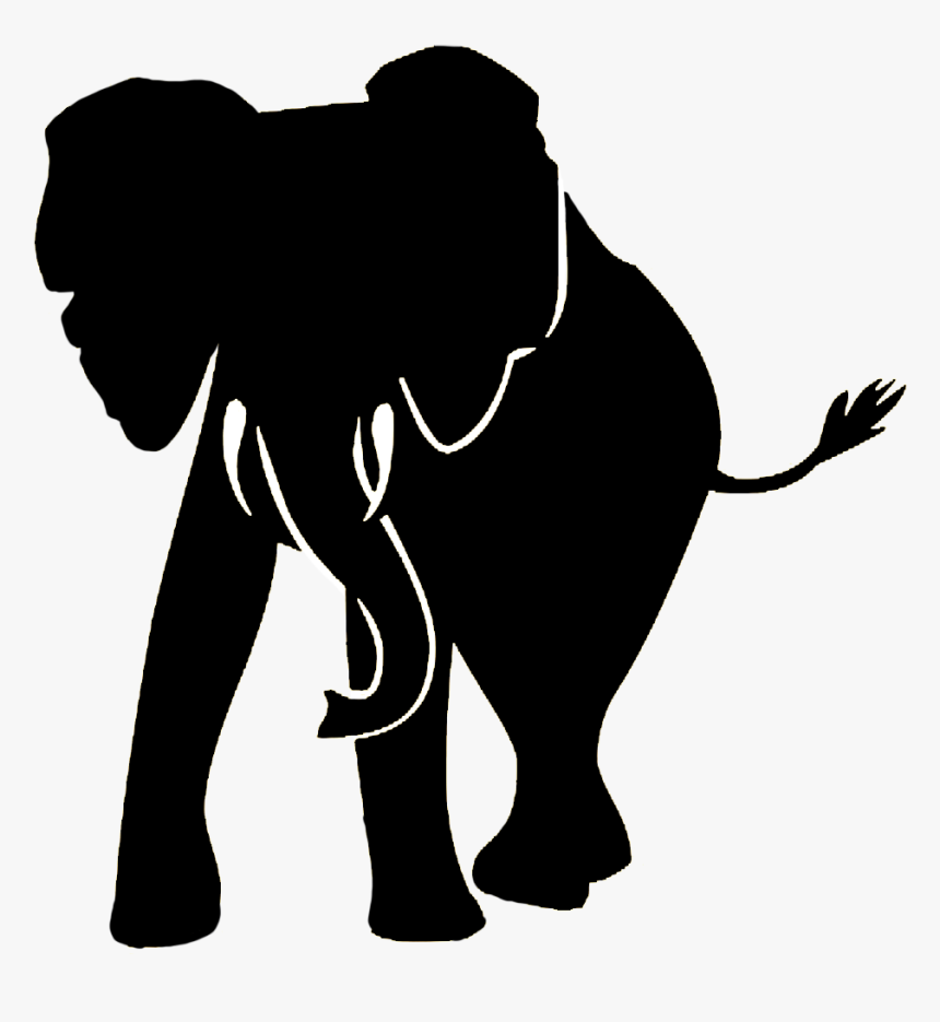 African Elephant Silhouette - Elephant Black And White Silhouette, HD Png Download