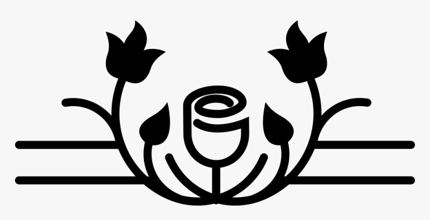 Tulip Flower Outline With Leaves And Vines - Vines Art Design, HD Png Download