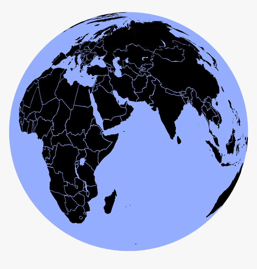 Black And Blue Globe Clip Arts - Cambodia To Australia Map, HD Png Download