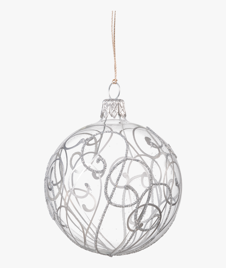 Glass Bauble Clear With Silver Flourishes, 7 Cm - Christmas Ball Png, Transparent Png