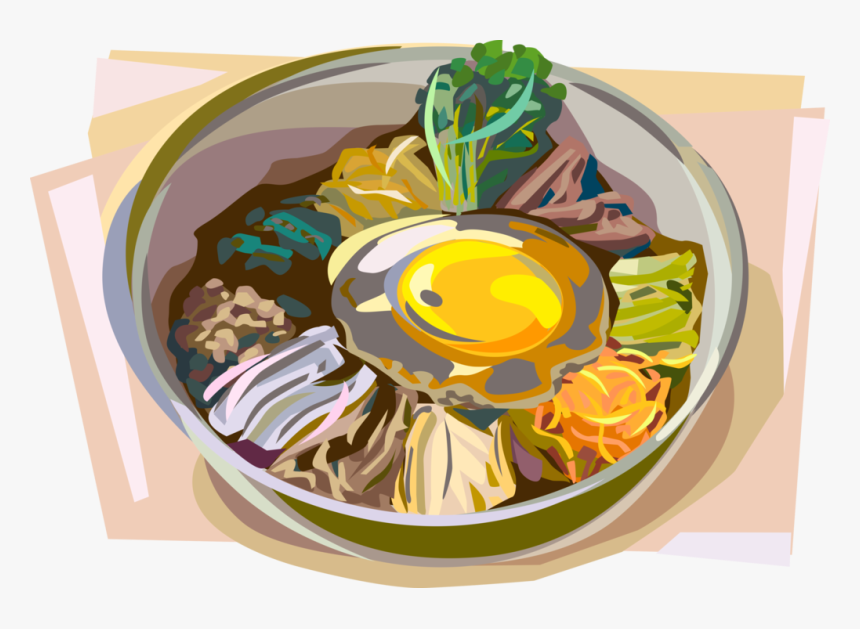 Vector Illustration Of Korean Cuisine Bibimbap Mixed, HD Png Download