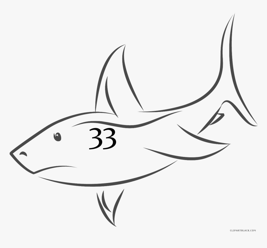 Shark Page Of Clipartblack Com Outline Animal - Black White Shark Clipart Transparent, HD Png Download