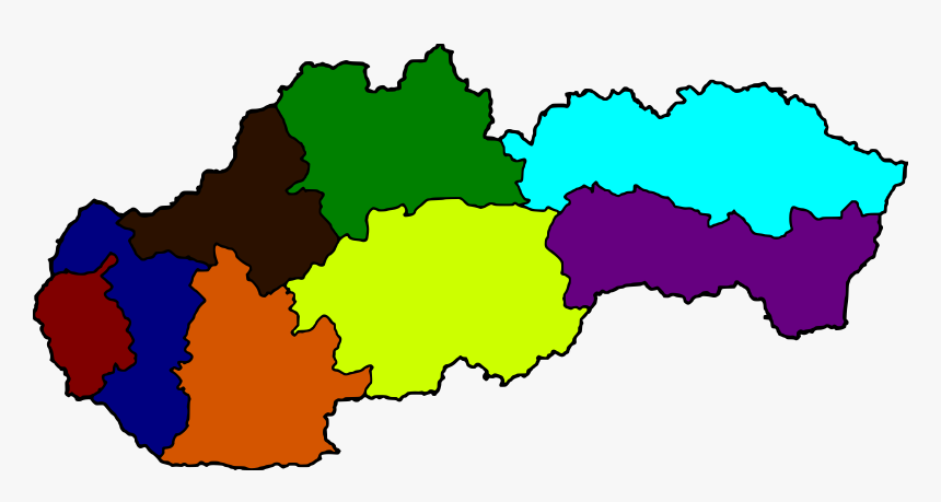 Regions Of Slovakia In Color Clip Arts - Slovakia Provinces Map, HD Png Download