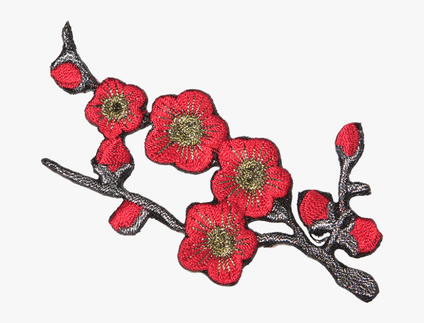 Red Aesthetic Plum Blossom Embroidery Patch - Craft, HD Png Download