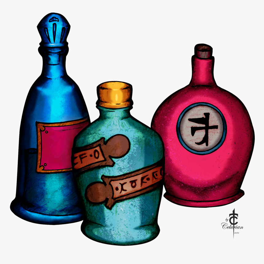 Clipart Wine Bottle And Glass - Potions Clipart, HD Png Download
