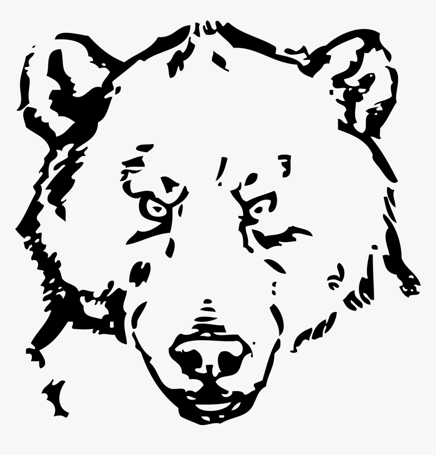 Black Outline Angry Shark Tattoo Stencil Photo - Bear Image Black And White, HD Png Download