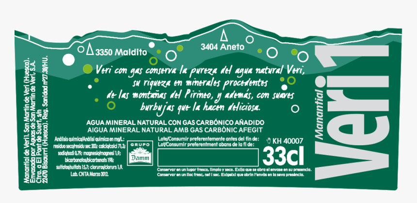 Veri 33cl - Etiquetes Del Aigua Catala, HD Png Download