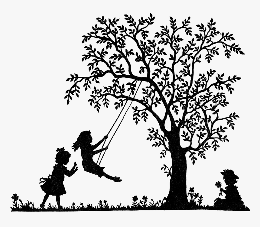 Girl On Swing Silhouette, HD Png Download