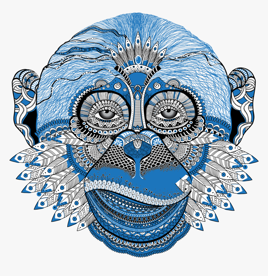 New Years Eve Monkey Clip Arts - Blue Monkey Art, HD Png Download