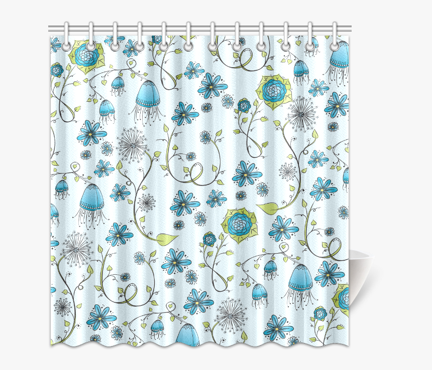 Clip Art Blue Flowers X Zandiepants - Blue Flower Shower Stall Curtain, HD Png Download