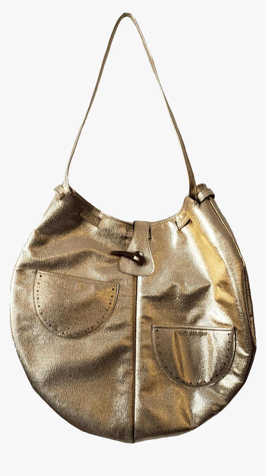 Round Gold Bag With Eyelet Pockets - Shoulder Bag, HD Png Download