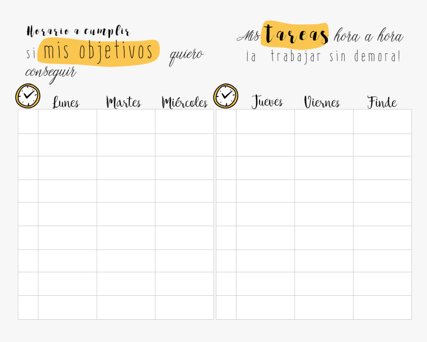 Planning Semanal Pdf, HD Png Download