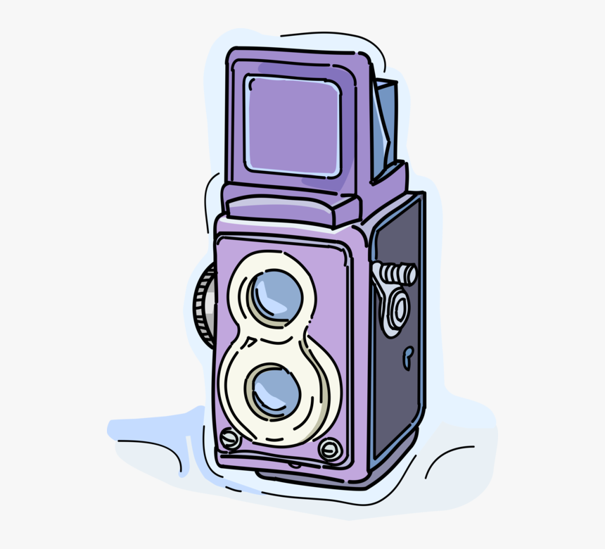 Vector Illustration Of Photography Twin-lens Reflex - Tlr Camera Vector, HD Png Download